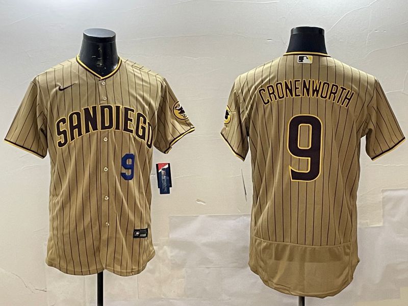 Men San Diego Padres #9 Cronenworth Brown Stripe Elite 2025 Nike MLB Jersey style 3->san diego padres->MLB Jersey